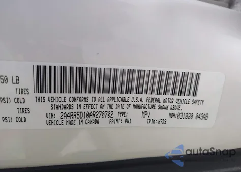 2010 Chrysler Town & Country Touring from USA, damaged, VIN 2A4RR5D10AR270702